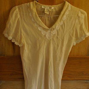 Vintage Cream Silk Lace Blouse